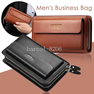  Lange Herren-Geldbörse Leder Reißverschluss großer Handyhalter Tasche Business Clutch Handtasche​ - Bild 1 von 16