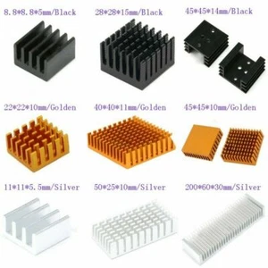 8.8mm to 200mm Aluminum Heat Sink Heatsink Thermal Cooling Blade 3-Colour,CPU IC - Picture 1 of 60