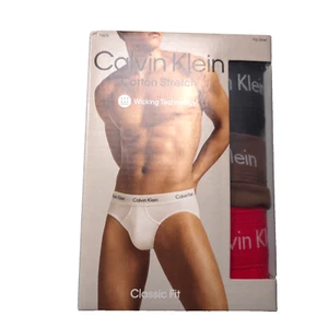 Paquete de 3 calzoncillos de cadera Calvin Klein de ajuste clásico en negro rojo marrón para hombre talla pequeña - Imagen 1 de 7