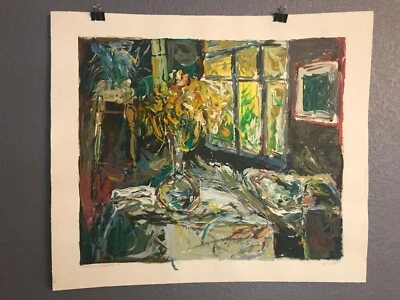 Abstract Yellow Floral ~ Signed Original Oil ~ Artist Unknown. Suly T.  - Image 1 of 4