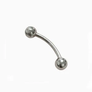 925 Sterling Silver Eyebrow Stud Curved Barbell Ear Tragus Piercing Ring A1237 - Picture 1 of 8