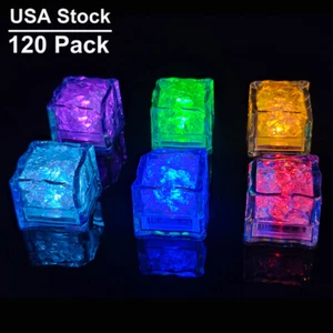Paquete de 120 cubitos de hielo LED iluminados líquidos activados para decoración de torres de champán - Imagen 1 de 12