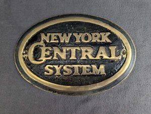Vtg New York Central System Sign / Plaque Solid Brass Casting 7 5/8" X 5 1/8" - Picture 1 of 3