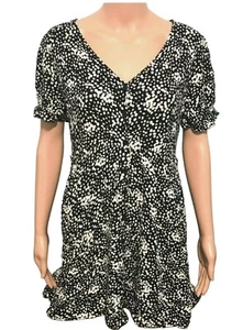 Maurices Shirt Dress Black White Womens Size 3X Short Sleeve Buttons Spots NWT - Picture 1 of 4