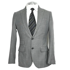 J Crew Ludlow Carpini Wool Blend Gray Double Windowpane Peak Lapel Sport Coat 36 - Picture 1 of 12