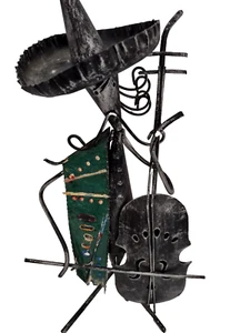 Rustic Mexican Handmade Metal Mariachi Sarape And Violin - Picture 1 of 9
