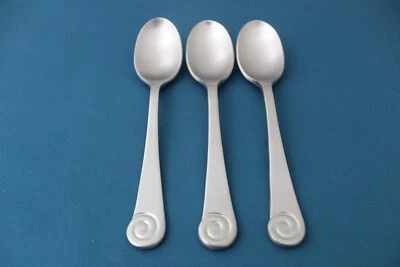 3 Teaspoons Robert Welch AMMONITE SATIN 18/10 Stainless China NEW 6 5/8" - Image 1 of 4