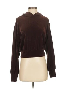 NWT women’s S Express Velour Cropped Hoodie Brown Long Sleeve Y2K style shirt - Picture 1 of 5