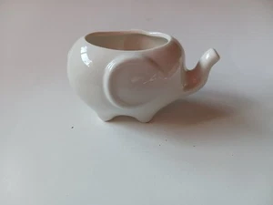 Small Elephant Planter In White w/Drainage Hole, 5.25 Inches - Picture 1 of 7