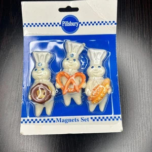 Juego de imanes vintage Pillsbury Doughboy 2005 Pretzel Donut Bread raro nuevo sellado - Imagen 1 de 5