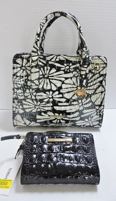 Brahmin Cami Daisy Batik Melbourne Embossed Leather Satchel Hannah Wallet NWT - Image 1 of 4