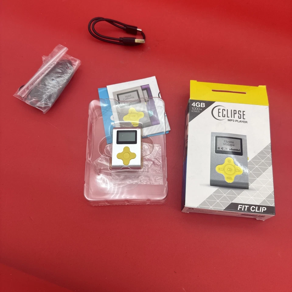 Reproductor MP3 Eclipse Fit Clip 4 GB Nuevo en Caja Sellado Color PLATA/AMARILLO Nunca Usado Foto 1 de 2