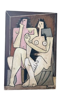 Pablo Picasso Artist Oil Painting Canvas Signed Stamped Hand Handmade Vintage - Image 1 of 2