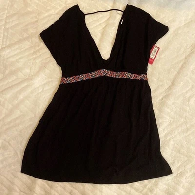 Nuevo encubrimiento de traje de baño/top bordado negro vintage Xhilaration Foto 1 de 4