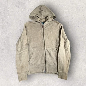 Vintage Polo Ralph Lauren Full Zip Hoodie 100% Cotton Fleece Green Pony Size M - Picture 1 of 14