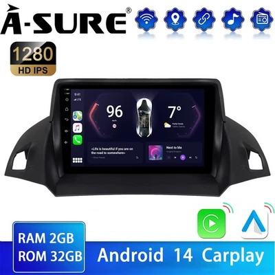 A-SURE Für C-Max Ford Kuga 2012-18 Escape Android 14 Autoradio Carplay Navi DSP SWC GPS