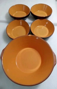 4 BF Bobby Flay Mustard Plancha Collection Terracotta 7"Bowls With Lg 12.5" Bowl - Picture 1 of 10