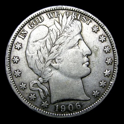 1906-D Barber Half Dollar Silver ---- Nice Condition Coin ---- #424U - Image 1 of 2