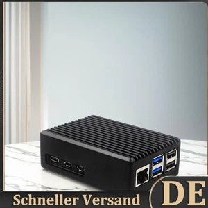 Metallgehäuse mit aktivem Pi 5-Kühler, schwarzes Gehäuse mit Lüfter für Raspberr - Afbeelding 1 van 11
