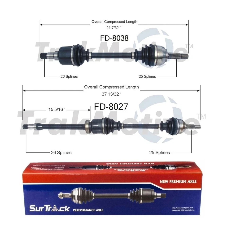  🔥 SurTrack 一对 2 件套前 CV 轴轴适用于福特 Focus FWD 2000 - 2011 🔥 — 第 1/2 张图片