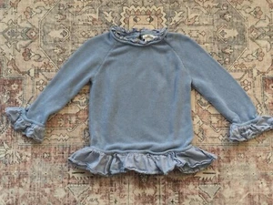 Vineyard Vines Girls Blue Sweater Layered Look Striped Ruffle Kids M Preppy - Picture 1 of 8