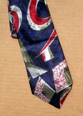 Mens Gianfranco Ruffini Blue Abstract Geometric  Necktie Made in USA - Image 1 of 3