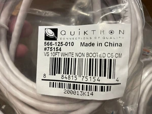 Lot of 10 Quiktron CAT6 Patch Cable 566-125-010 10Ft White Non Booted #75154 - Picture 1 of 2