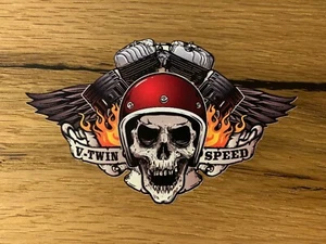 Pegatina V-Twin Skull Biker Eagle Bobber Scrambler Chopper Cafe Racer V2 #717 - Imagen 1 de 1