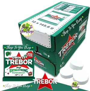 TREBOR EXTRA STRONG MINTS FULL BOX 12 x 4 PACK 145.6g PEPPERMINT BB 07/04/2026 - Picture 1 of 8