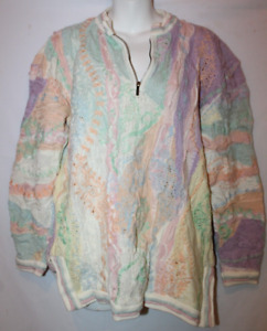 Vintage COOGI Pullover Zip Sweater Pastel Colors Size Small