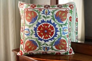 Uzbek suzani pillowcover,embroidered throw pillowcase,kilim pillow,cushion cover