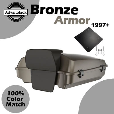 Bronze Armor Razor Tour Pack Trunk Fits Harley Street Road King Glide 1997+ - Image 1 of 4