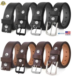 Cinturón de cuero genuino real para hombre negro 1,5" de ancho 100 % cuero de búfalo de una sola pieza - Imagen 1 de 20
