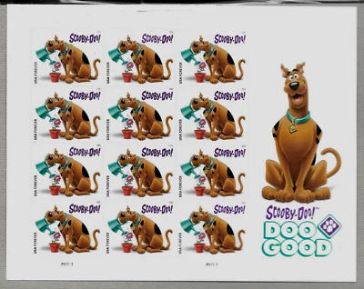 SCOOBY DOO 2018 US SCOTT #5299 DOO GOOD GREAT DANE 12 MVF FOREVER STAMP SHEET - Image 1 of 2