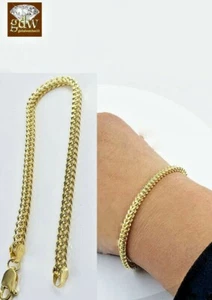 10k Yellow Gold Franco Bracelet 4mm 8" Inch Men Women Rope Cuban Link Real gold - Picture 1 of 11
