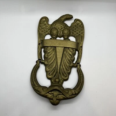 Águila con hoja de acanto tradicional de latón macizo llamador de puerta bronce vintage Mcm Foto 1 de 4