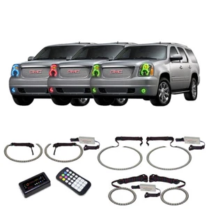 RGB Multi Color Bluetooth Headlight & Fog Light Halo kit for GMC Yukon 07-13 - Imagen 1 de 11