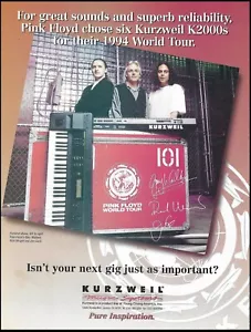 Pink Floyd Gary Wllace Rick Wright Jon Carin 1994 Kurzweil Keyboard ad print - Imagen 1 de 3