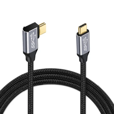Cablecy Right Angled 90 Degree Data Cable Type-C USB-C Male to Male USB3.1 100W - Image 1 of 4