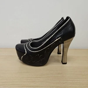 New Rock Black Chunky High Heel Platform Punk Goth Emo Boots Size Uk 7 Eu 41 - Picture 1 of 10