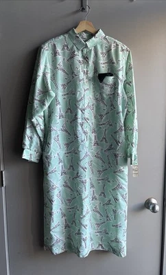 Vintage Lanvin Paris Dress Eiffel Tower Abstracted Print Long Sleeve 1980s - Image 1 of 4