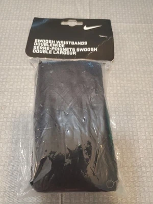 Solid Black Doublewide Tennis Wristbands Sweatbands Basketball 5" L x 3" Wide - Image 1 of 4