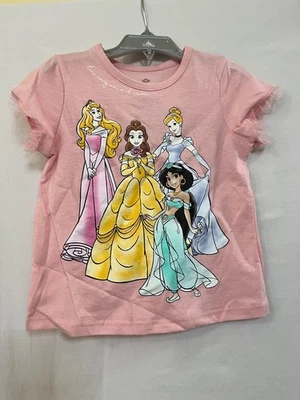New Disney Princess Jasmine Belle Aurora Cinderella T Shirt Girls U pick - Image 1 of 4