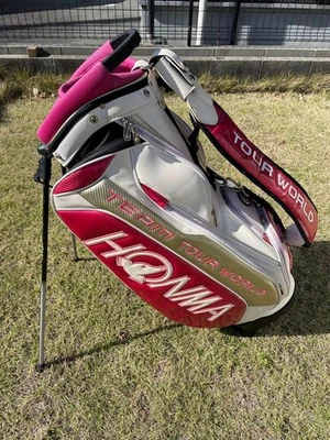 HONMA TOUR WORLD Mujer Blanco/Rosa Bolsa de pie Bolsa de carrito de golf Raro Japón Usado Foto 1 de 4