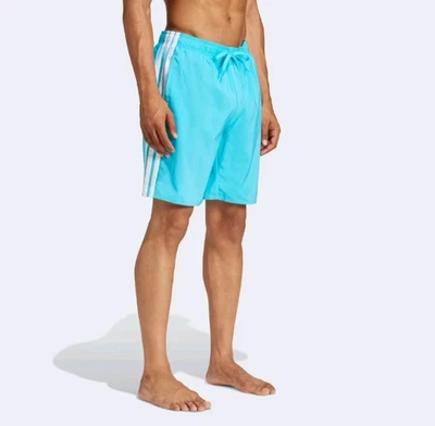 Мужские плавки Adidas с 3 полосками 8 дюймов размер средний светлый голубой белый JD4241 55 долл. США - Изображение 1 из 4