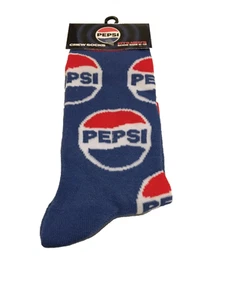 Pepsi-Cola Soda 1 Paar Neuheit Crew-Socken Herren Schuhgröße 6-12 neu mit Etikett - Bild 1 von 4