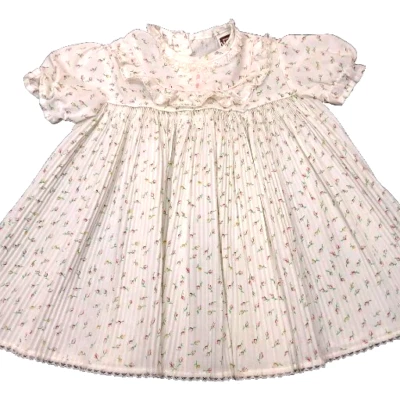 Vestido plisado para bebé niña fiesta evento especial encaje ribete Montgomery Wards vintage Foto 1 de 4
