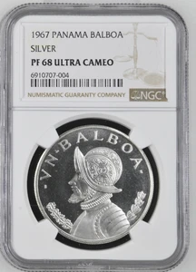 1967 PANAMA Silver BALBOA NGC PF-68 ULTRA CAMEO - 004 - Picture 1 of 2