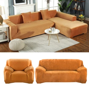 Velvet Sofa Covers Plush Stretch Protector Couch Slipcover Furniture Protector - Picture 1 of 8