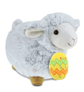 DolliBu Super Soft Fluffy White Sheep with Yellow Easter Egg Plush - 11.5 Inch - Picture 1 of 5